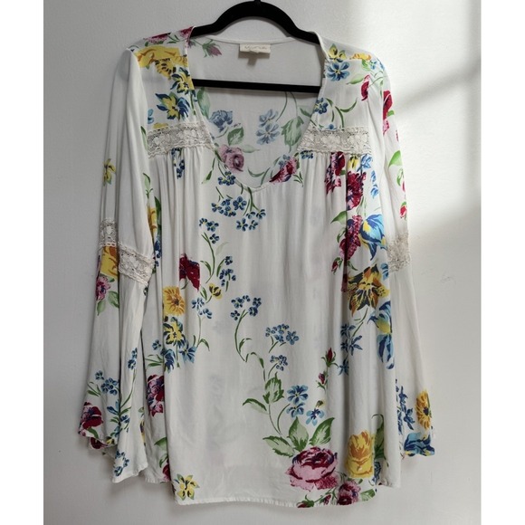 Modcloth Blouse Top 2X Bell Sleeve Fairy Whismy Boho Ethereal Floral Hippie - Picture 4 of 16